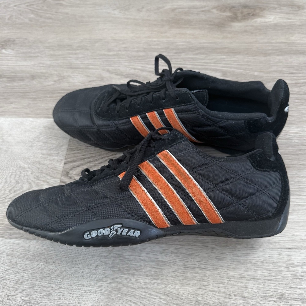 Vintage 2004 Adidas Tuscany Goodyear Driving Shoes Mens 11 Black Orange 538466